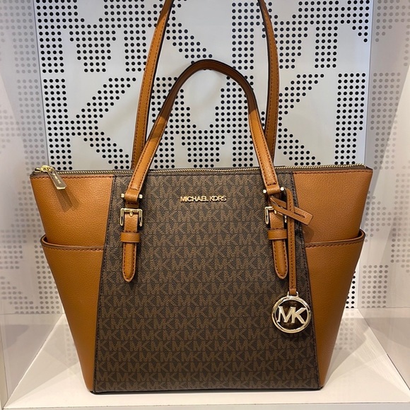 Michael Kors Charlotte Large Top Zip Tote - Brown Great Condition